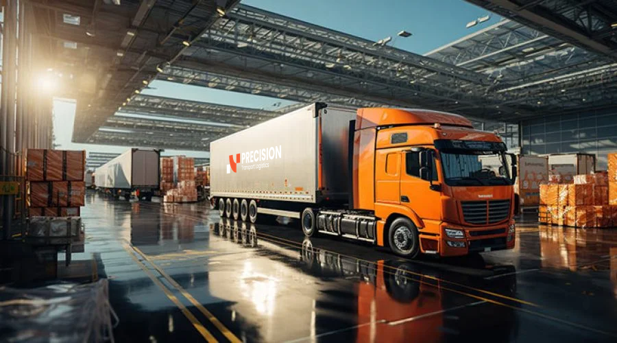 warehouse truck with logo